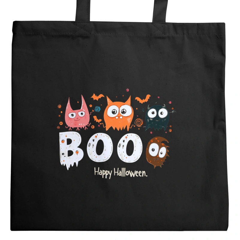 Boo Halloween Happy - Torba Na Zakupy Czarna