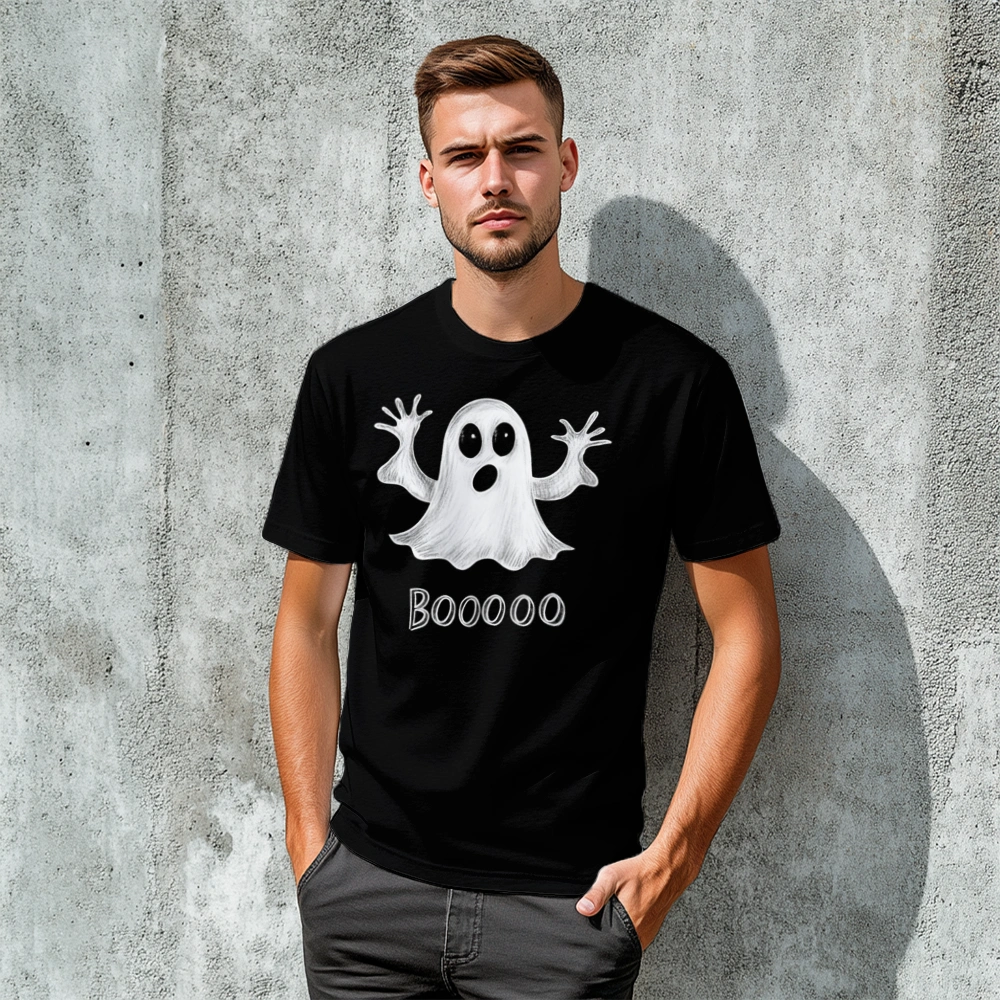 Booo Halloween Duch - Męska Koszulka Czarna