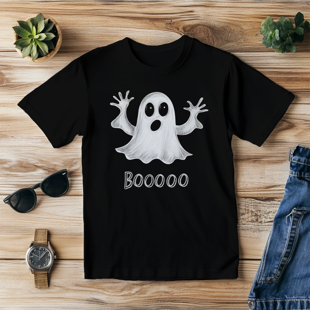 Booo Halloween Duch - Męska Koszulka Czarna