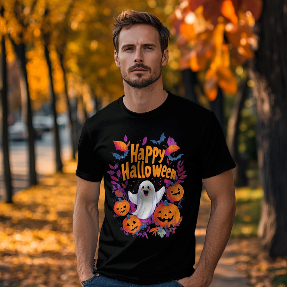 Happy Halloween Kolorki - Męska Koszulka Czarna