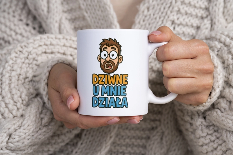 Dziwne u mnie działa - Kubek Biały