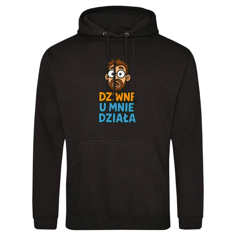 Dziwne u mnie działa - Męska Bluza z kapturem Czarna