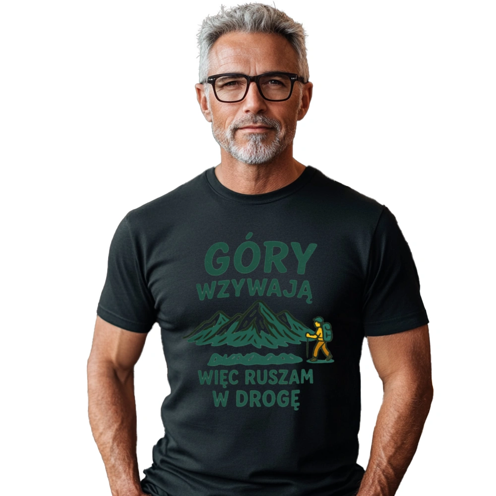 Góry wzywają więc ruszam w drogę - Męska Koszulka Czarna