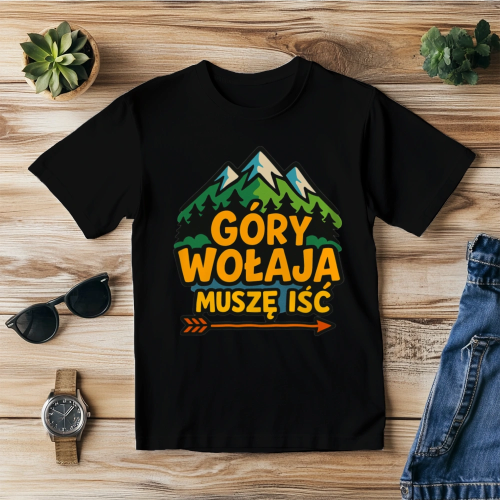Góry wołają muszę iść - Męska Koszulka Czarna