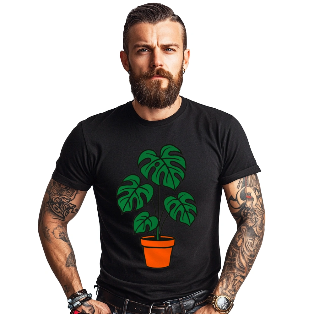 Monstera - Męska Koszulka Czarna