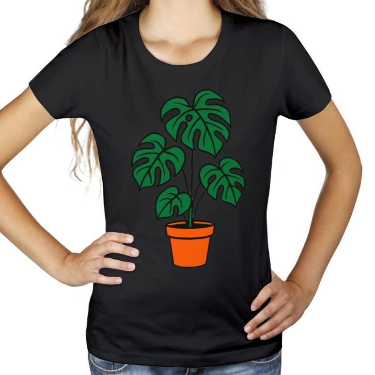 Monstera - Damska Koszulka Czarna