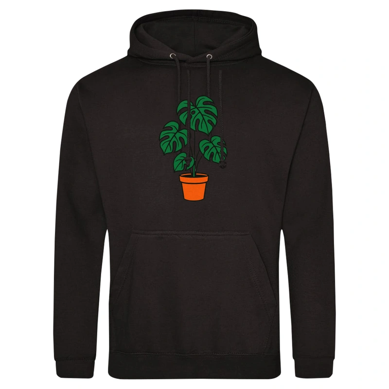 Monstera - Męska Bluza z kapturem Czarna