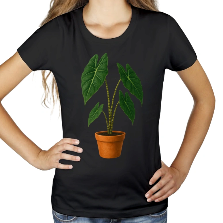 Alocasia zebrina - Damska Koszulka Czarna