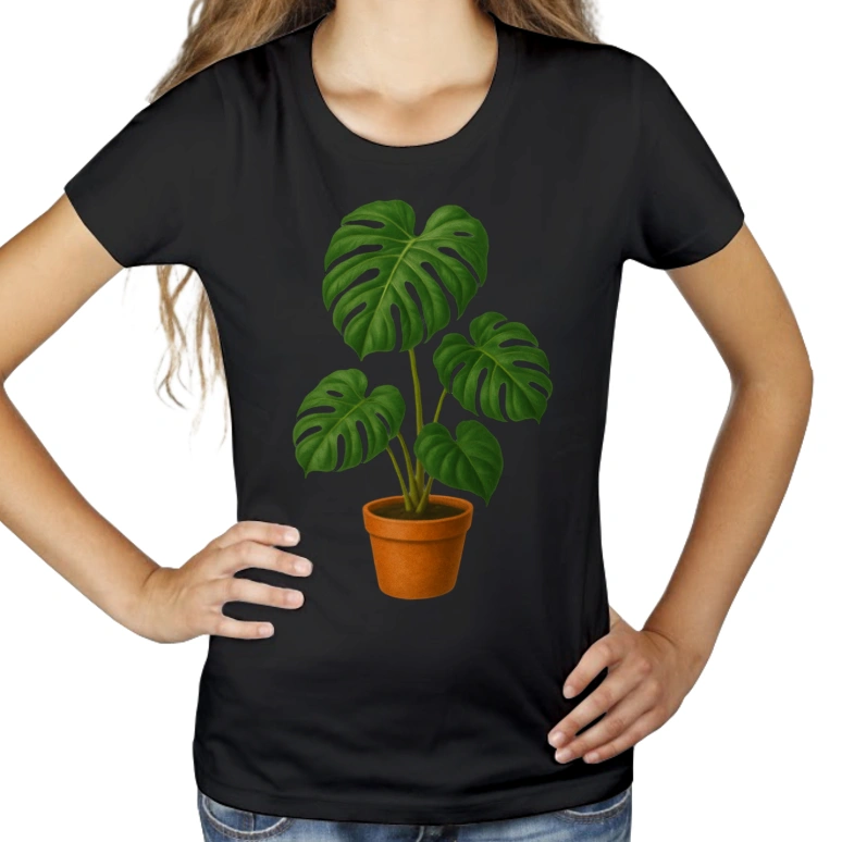 Monstera deliciosa - Damska Koszulka Czarna