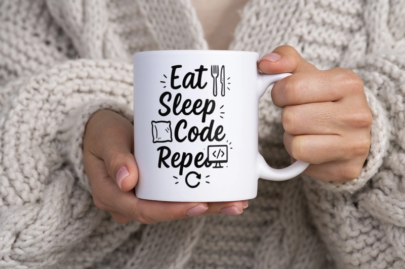 Eat, Sleep, Code, Repeat - Kubek Biały