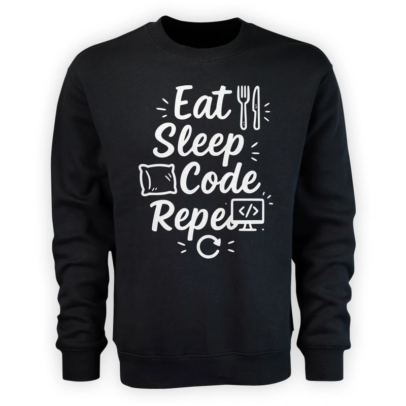 Eat, Sleep, Code, Repeat - Męska Bluza Czarna