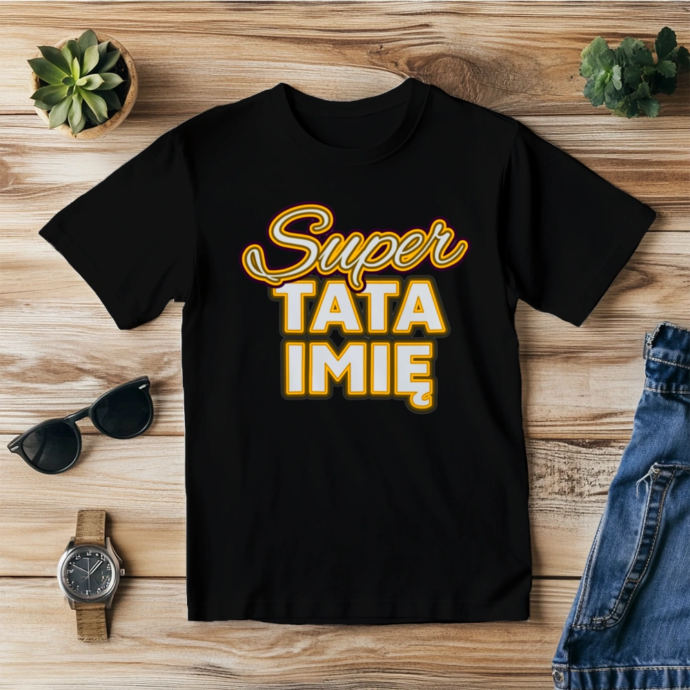 Super Tata - Męska Koszulka Czarna