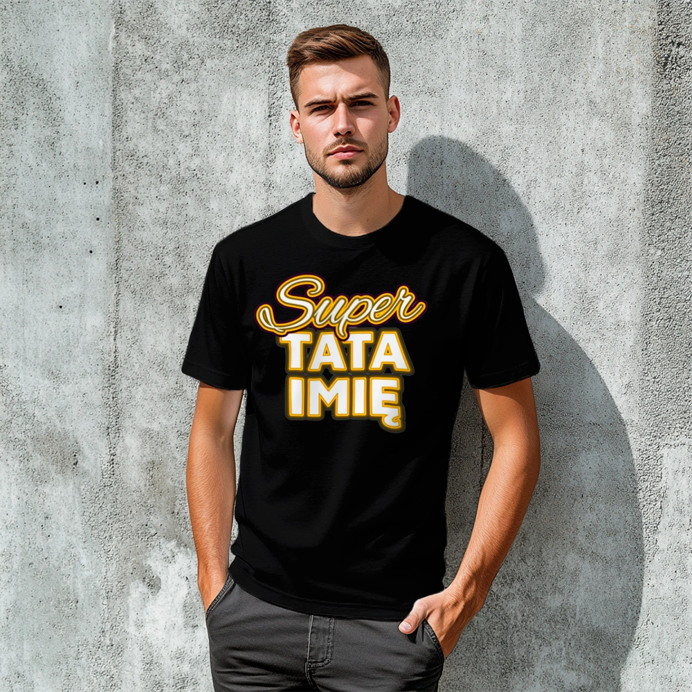 Super Tata - Męska Koszulka Czarna
