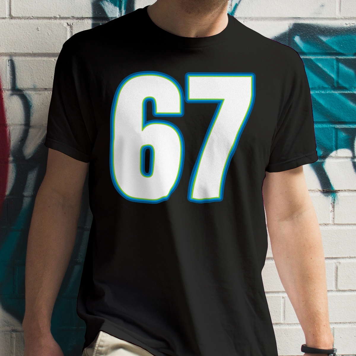 Z napisem 67 - Męska Koszulka Czarna