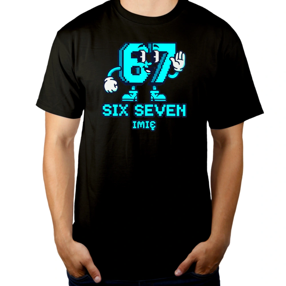 Six Seven Postać PERSONALIZACJA - Męska Koszulka Czarna