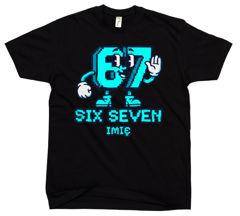 Six Seven Postać PERSONALIZACJA - Męska Koszulka Czarna