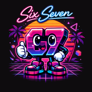 SIX SEVEN SYNTH RETRO - Męska Koszulka Czarna